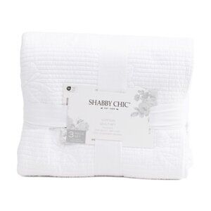 SHABBY CHIC Cotton Tossed Bow Quilt Set